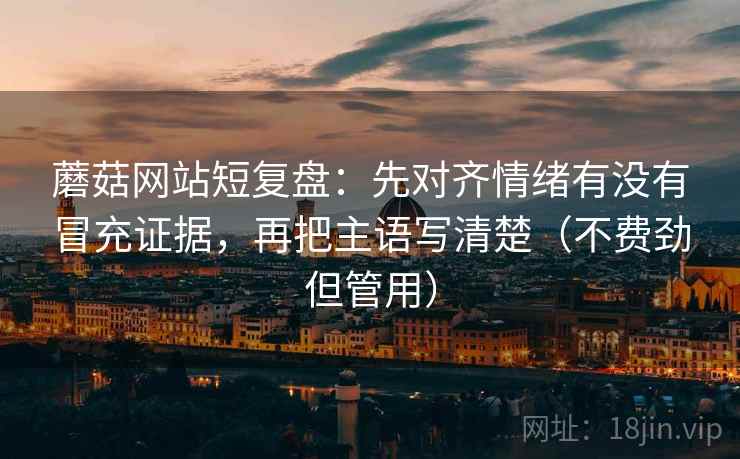 蘑菇网站短复盘：先对齐情绪有没有冒充证据，再把主语写清楚（不费劲但管用）