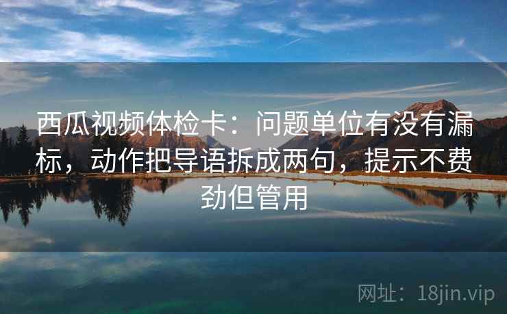 西瓜视频体检卡:问题单位有没有漏标,动作把导语拆成两句,提示不费劲但管用